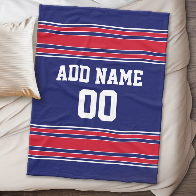 Cobertor De Velo Número de Nome Personalizado de Strips de Esportes (Personalized fleece blanket - Sports Theme)