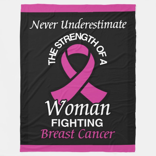 Cobertor De Velo Nunca Subestimar/Fita/Mulher... Cancer Da Mama (Frente)