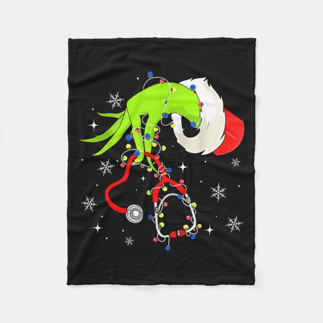 Cobertor De Velo Nurse Christmas Stethoscope Nurses Xmas Pajamas Sa (Frente)