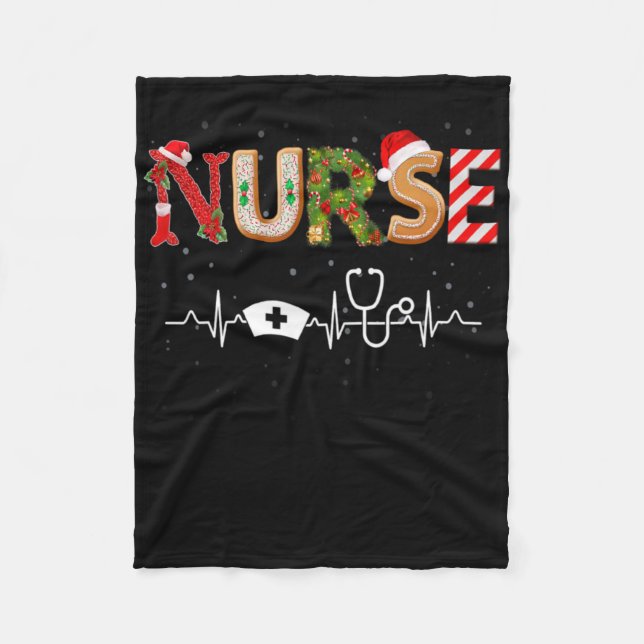Cobertor De Velo Nurse Hat Heartbeat Xmas Santa Claus Snow Christma (Frente)