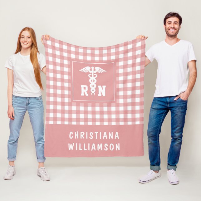 Cobertor De Velo Nurse Registrada de Padrão de Xadrez Personalizado (In Situ)