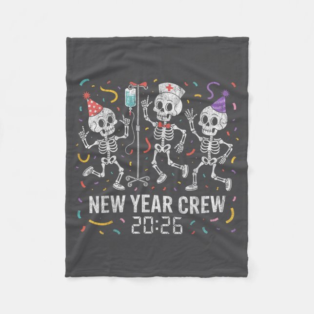 Cobertor De Velo Nurse Skeleton New Year Crew 2026 Funny Er Icu Par (Frente)