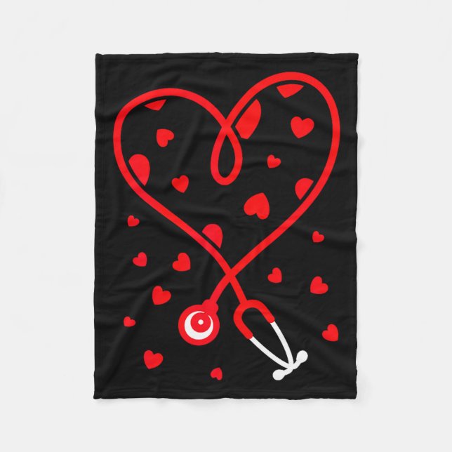 Cobertor De Velo Nurse Stethoscope Heart Valentine's Day Nursing  (Frente)