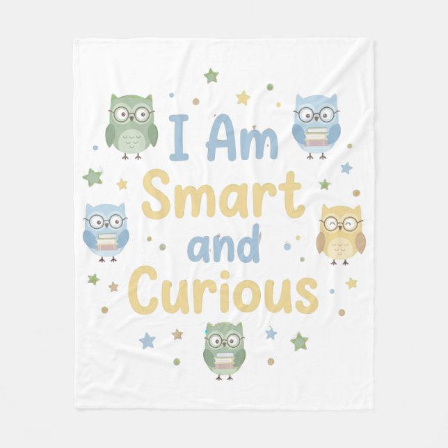 Cobertor De Velo Nursery Growth Affirmation Smart and Curious (Frente)
