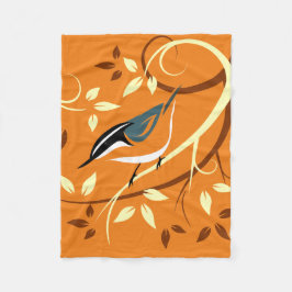 Cobertor De Velo Nuthatch Vermelho Na Ramificação Da Árvore Estiliz