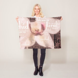 Cobertor De Velo Nuvem floral da palavra da flor da orquídea