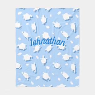 Cobertor De Velo Nuvens e borregos (Azuis) Personalizados