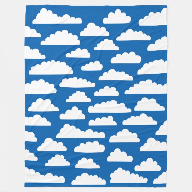Cobertor De Velo Nuvens Fluffy - Branco sobre Azul 005cad (Frente)