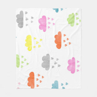 Cobertor De Velo Nuvens Sonhadoras: Chuva De Coração Por Aquarela