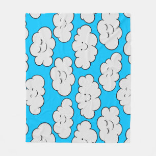 Cobertor De Velo Nuvens Sorridentes Fofas em um Fundo Azul Brilhant