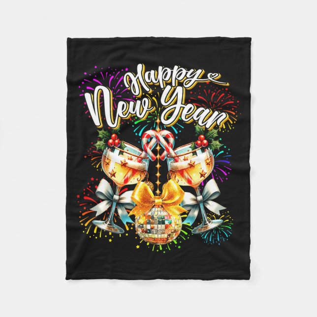 Cobertor De Velo Nye Champagne Disco Coquette Bow New Year Firework (Frente)