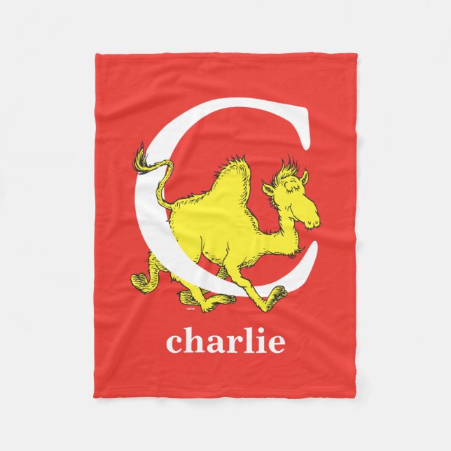 Cobertor De Velo O ABC do Dr. Seuss: Carta C - Branco| Adicione Seu (Frente)