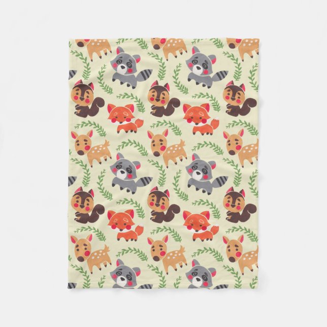 Cobertor De Velo O amigo feliz da floresta (Frente)