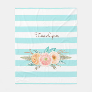 Cobertor De Velo O Aqua chique listra floral e conhecido femininos