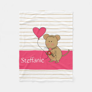 Cobertor De Velo O balão bonito do coração de w do rato, adiciona o