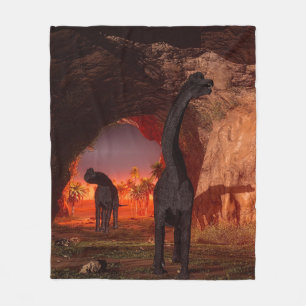 Cobertor De Velo O braquiossauro desaparece numa caverna