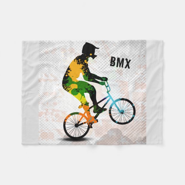 Cobertor De Velo O cavaleiro de BMX na pintura abstrata Splatters (Frente (Horizontal))
