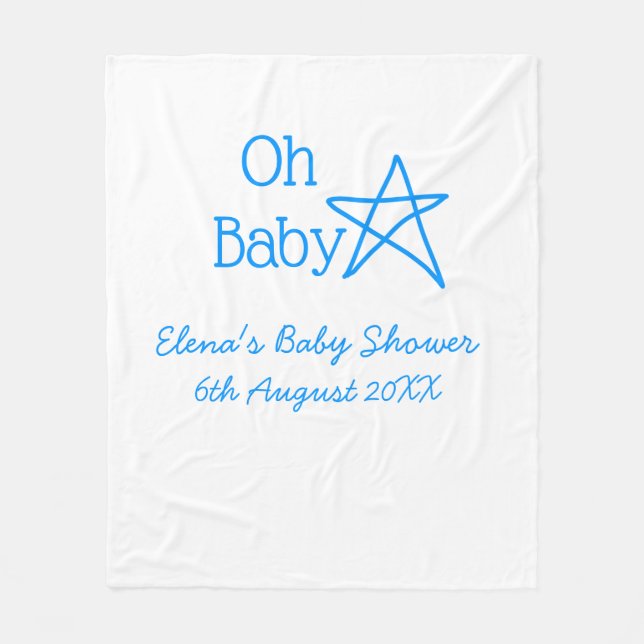Cobertor De Velo Ó chá de fraldas de estrelas azul bebê adiciona no (Frente)