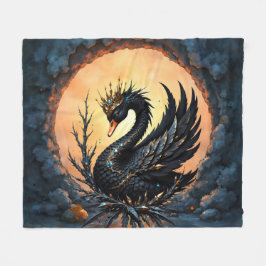 Cobertor De Velo O Cisne Obsidiano da Graça ao Luar. No crepúsculo
