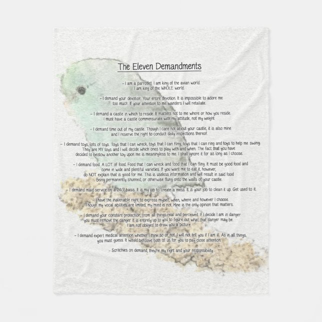 Cobertor De Velo O Demandments de Parrotlets onze (Frente)