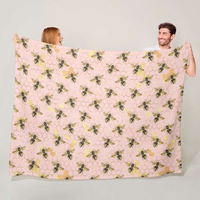 Cobertor De Velo O Design 1 da Série Bee Rosa e Dourada (In Situ)