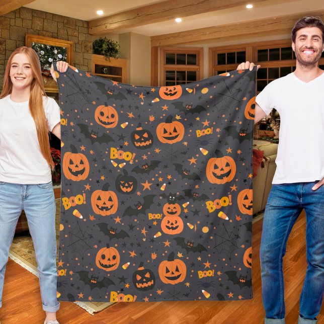 Cobertor De Velo O Dia das Bruxas Bonito E Louco Pensava Cozy (Cute And Spooky Halloween Themed Cozy Fleece Blanket)