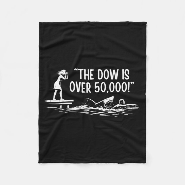 Cobertor De Velo O dow está acima de 50.000! meme shark  (Frente)