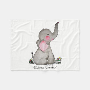 Cobertor De Velo O elefante bonito do bebê da aguarela com cora &