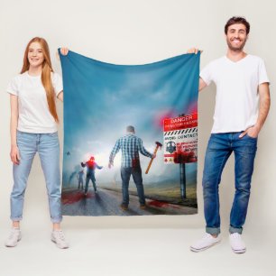 Cobertor De Velo O feliz Dia das Bruxas de SlipperyJoe brilha zumbi