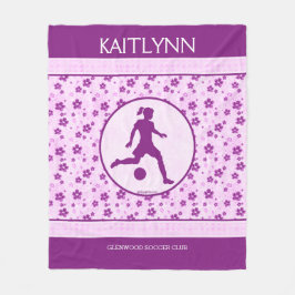Cobertor De Velo O futebol Purple Heart da menina personalizada