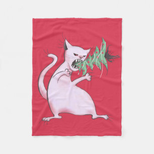 Cobertor De Velo O gato branco gordo engraçado come a árvore de