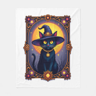 Cobertor De Velo O Gato Bruxo Cartão Tarot Halloween Vintage Gótico