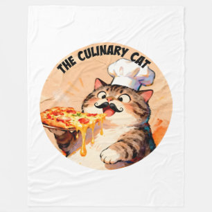 Cobertor De Velo O Gato Culinário com Chef de Pizza Gato Segurando