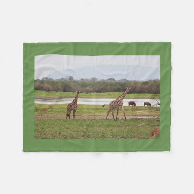 Cobertor De Velo O girafa junta bonito personaliza destinos do (Frente (Horizontal))