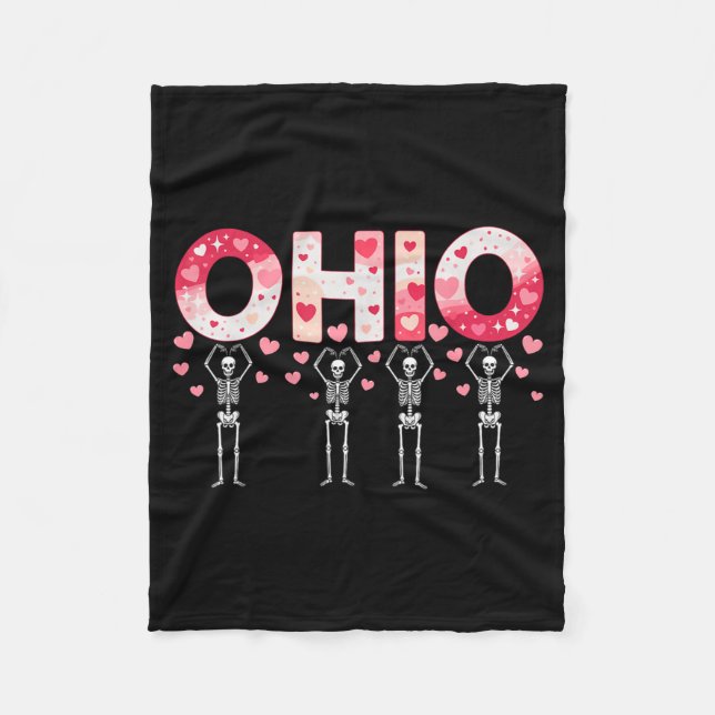 Cobertor De Velo O-h-i-o Funny Skeletons Ohio In Midwestern Valenti (Frente)
