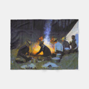 Cobertor De Velo O Jantar dos Caçadores Frederic Remington Rústico