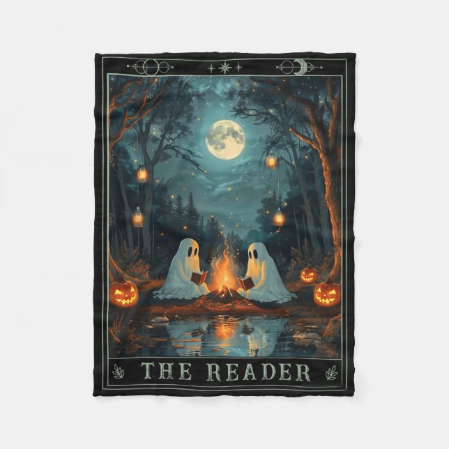 Cobertor De Velo O Leitor Bookish Cute Spooky Ghost Reading Book (Frente)