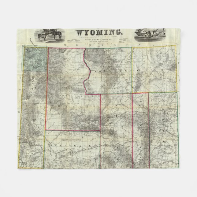 Cobertor De Velo O mapa novo de Holt, Wyoming (Frente (Horizontal))