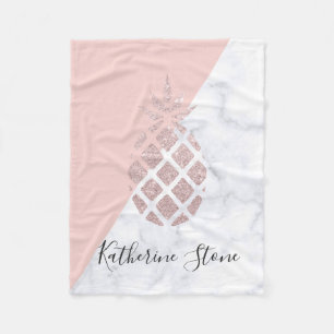 Cobertor De Velo O mármore branco do brilho cor-de-rosa elegante do