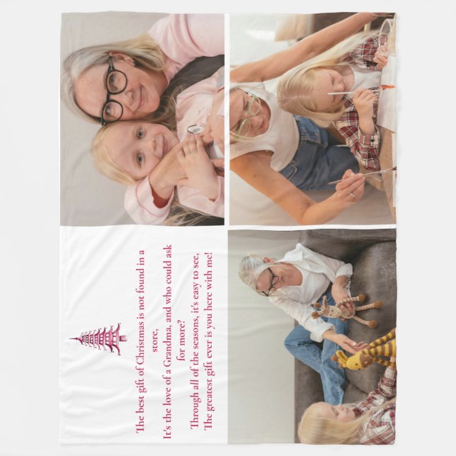 Cobertor De Velo O Melhor Presente, Avó, Pagoda de Natal 3 Foto (Frente)