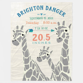 Cobertor De Velo O Menino da Família Girafa Stats Gravação de Nasci