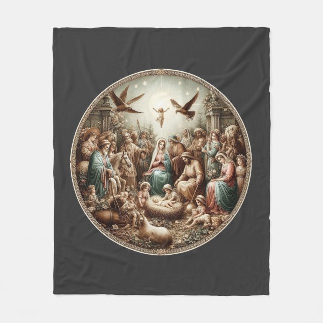 Cobertor De Velo O nascimento de Jesus Cristo (Frente)