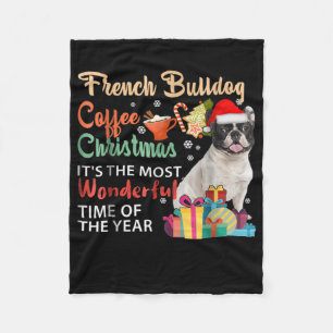 Cobertor De Velo O Natal do Café do Bulldog Francês é maravilhos