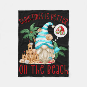 Cobertor De Velo O Natal é Melhor na Praia - Gnomo de Natal Engraça