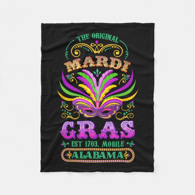 Cobertor De Velo O original Mardi Gras Mobile Alabama 1703 (Frente)