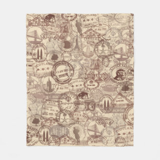 Cobertor De Velo O passaporte do vintage carimba a cobertura do