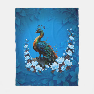 Cobertor De Velo O pavão majestoso: Uma peça de cores na natureza.