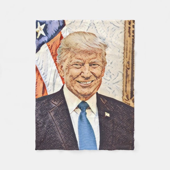 Cobertor De Velo O Presidente Donald Trump Art Fleece Pequeno (Frente)