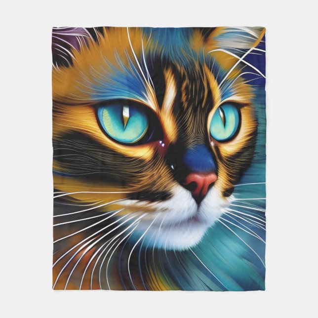 Cobertor De Velo O rosto de um belo ponto de Lynx Siamese (Frente)