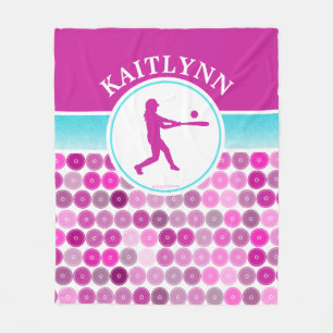 Cobertor De Velo O roxo retro circunda o softball Golly por meninas
